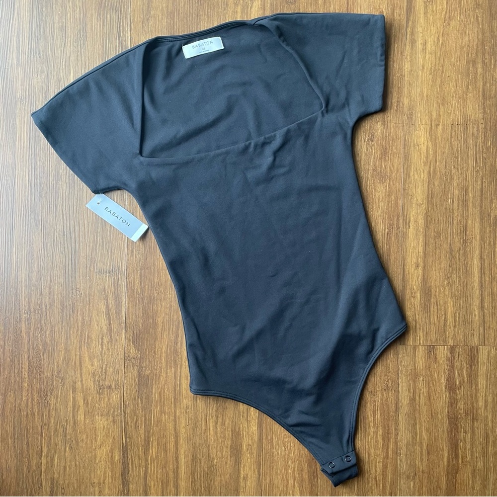 Babaton Artizia Bodysuit Womens XS Extra Small Short Sleeve Black Thong 1 Piece